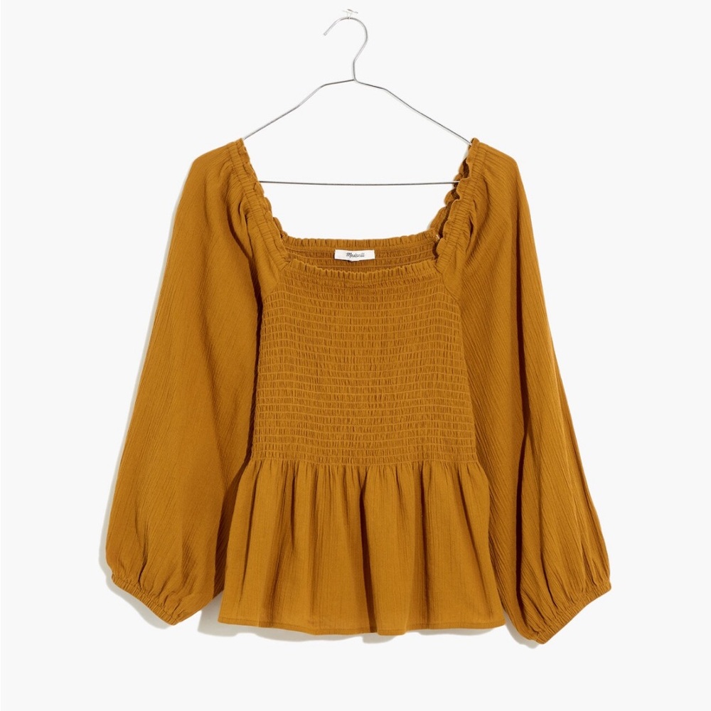 Madewell Lucie Smocked Peplum Top